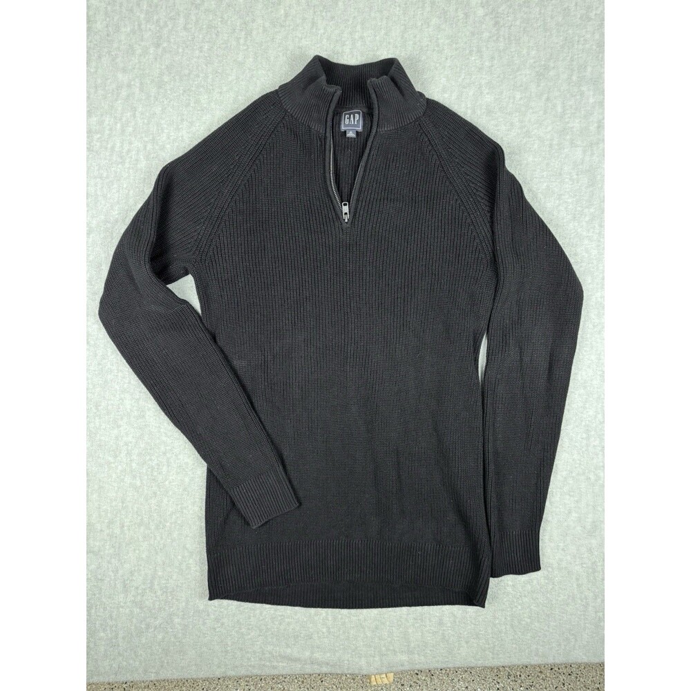 GAP Men’s Black Knitted Quarter Zip Sweater Size Medium Tall Preppy Casual